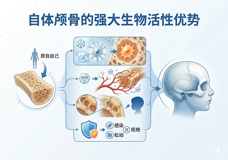 自体颅骨的强大生物活性优势