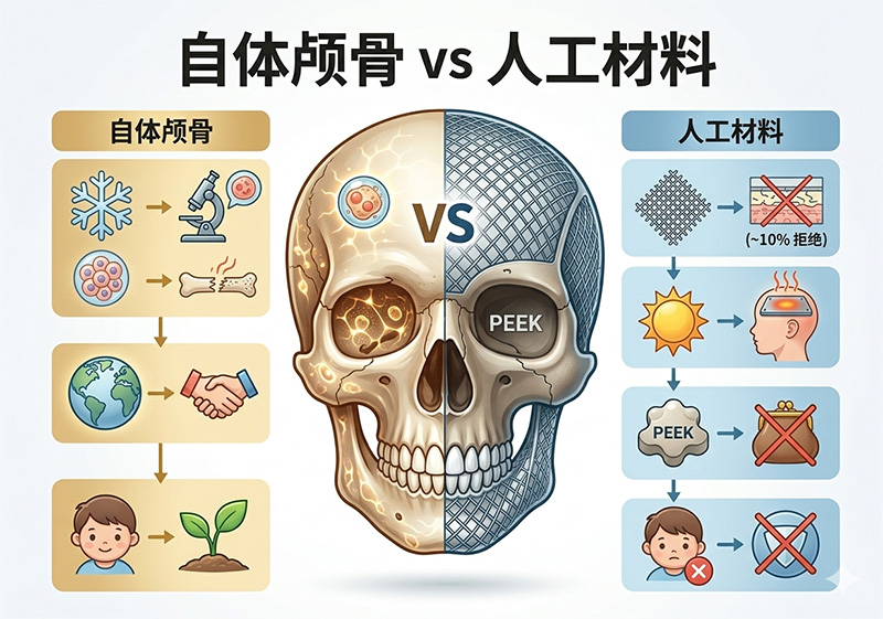 自体颅骨 vs 人工材料：优势对比